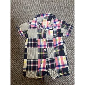 Gymboree Boys Plaid Romper 0/3 months